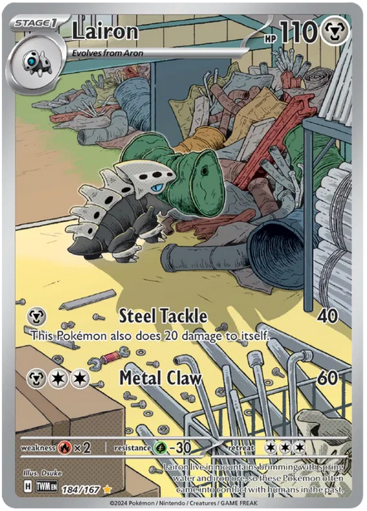 Lairon 184/167 - Illustration Rare Pokemon Card - Twilight Masquerade - NM
