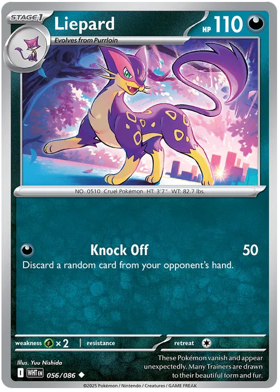 Liepard Masterball Holo 056/086 Pokemon Card White Flare NM English Master 56/86