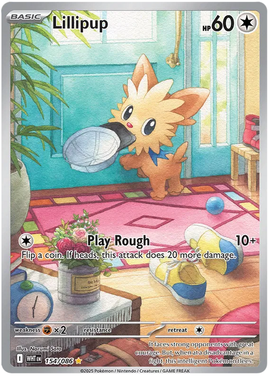 Lillipup - 154/086 - Illustration Rare - White Flare - Pokemon Card - NM/M