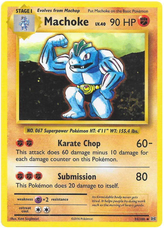 Machoke - 58/108 - Reverse Holo Uncommon - XY Evolutions NM/M