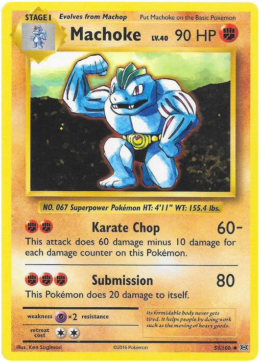 Machoke - 58/108 - Reverse Holo Uncommon - XY Evolutions NM/M
