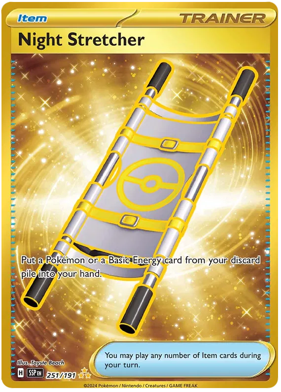 Night Stretcher 251/191 Gold Secret Rare Surging Sparks - Pokemon TCG NM M
