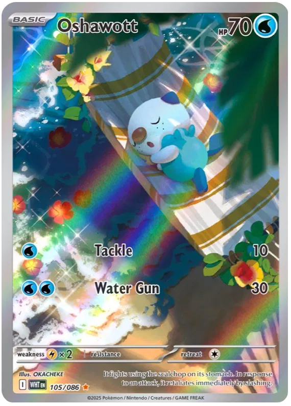 Oshawott 105/086 | White Flare | Illustration Rare Pokemon Card NM