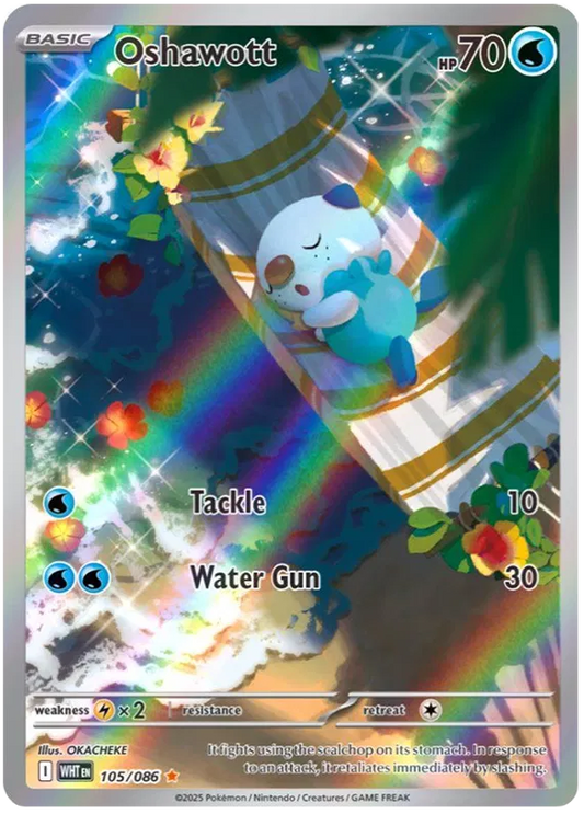 Oshawott 105/086 | White Flare | Illustration Rare Pokemon Card NM