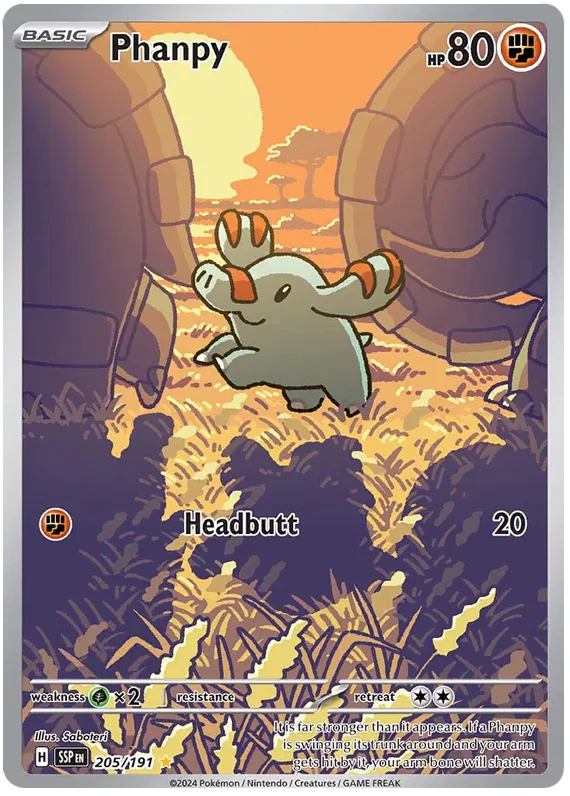 Phanpy 205/191 - Surging Sparks Illustration Rare Pokemon TCG - NM