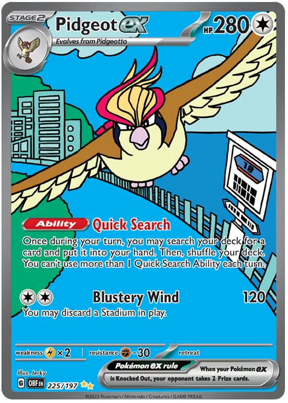 Pidgeot EX 225/197 – SV03 Obsidian Flames – 2023 Pokémon – NM