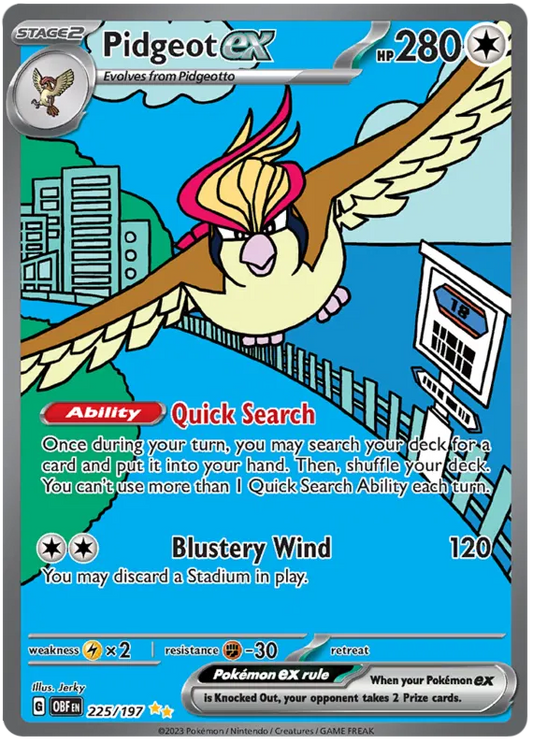 Pidgeot EX 225/197 – SV03 Obsidian Flames – 2023 Pokémon – NM