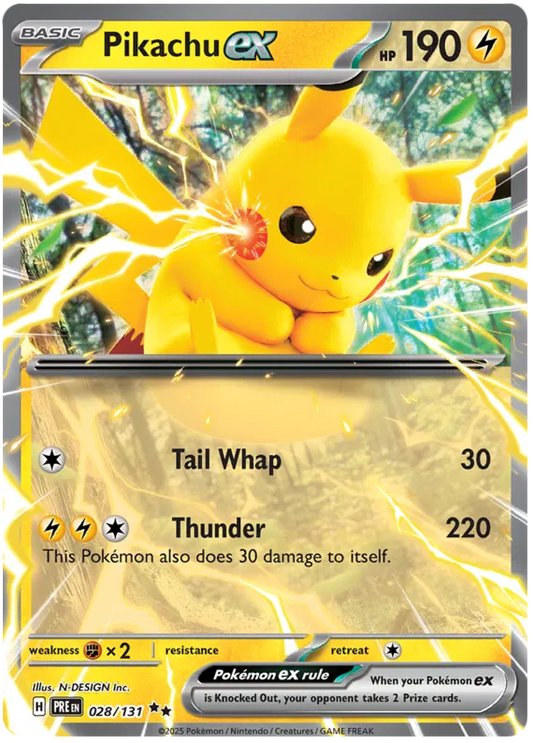 Pikachu ex 028/131 Prismatic Evolutions Ultra Rare Pokémon TCG Card NM/M