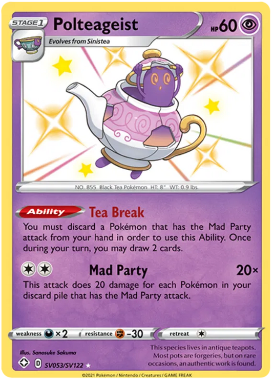 Polteageist SV053/SV122 Shining Fates Baby Shiny Rare NM