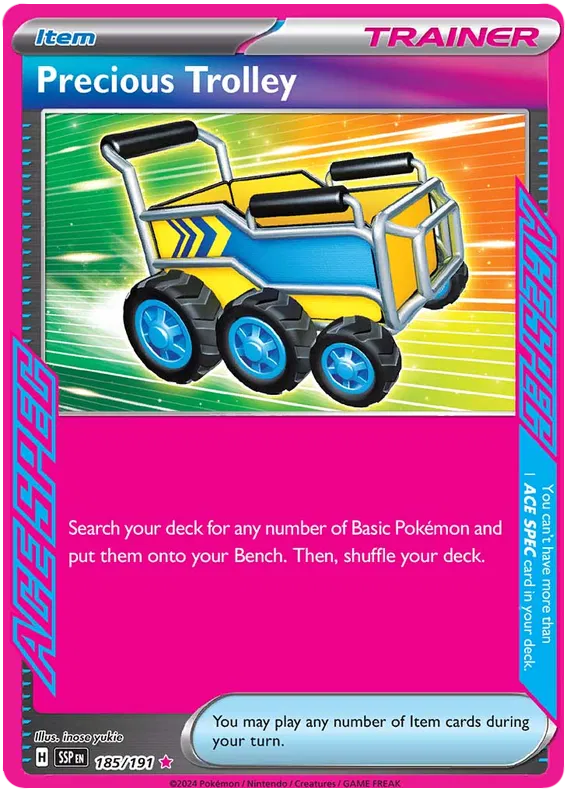 Pokemon Surging Sparks - Precious Trolley - 185/191 - ACE SPEC Holo Rare - M/NM