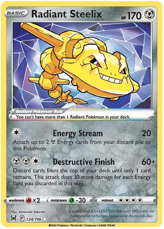 Radiant Steelix 124/196 Lost Origin Pokemon Card NM