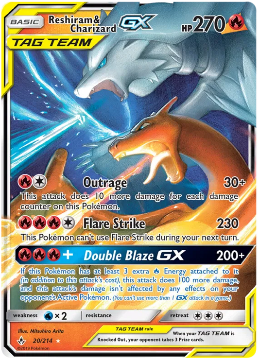 Reshiram & Charizard GX Tag Team 20/214 Unbroken Bonds ultra rare NM