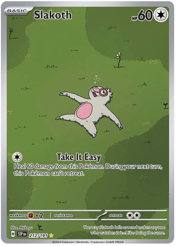 Pokemon Surging Sparks - Slakoth - 212/191 - Illustration Art Rare - NM