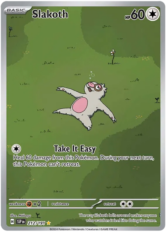 Pokemon Surging Sparks - Slakoth - 212/191 - Illustration Art Rare - NM