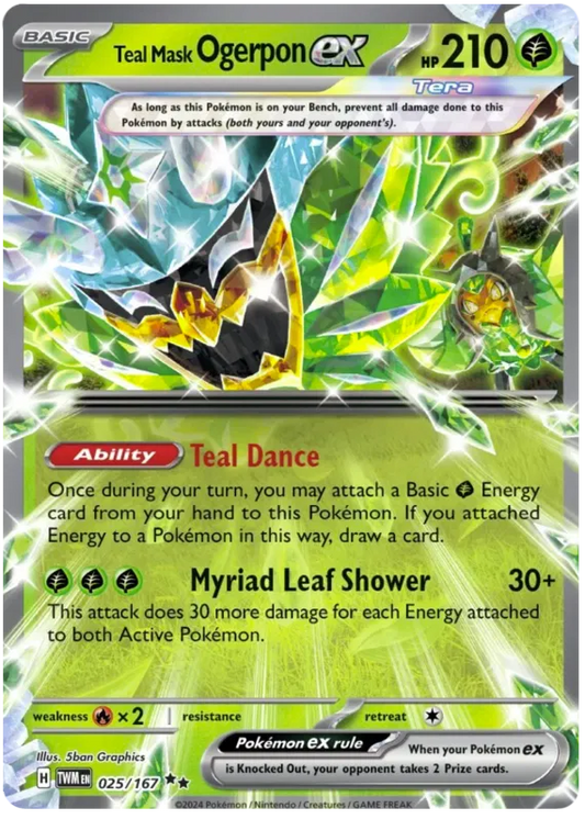 Teal Mask Ogerpon ex 025/167 TWM Twilight Masquerade Pokemon Card NM