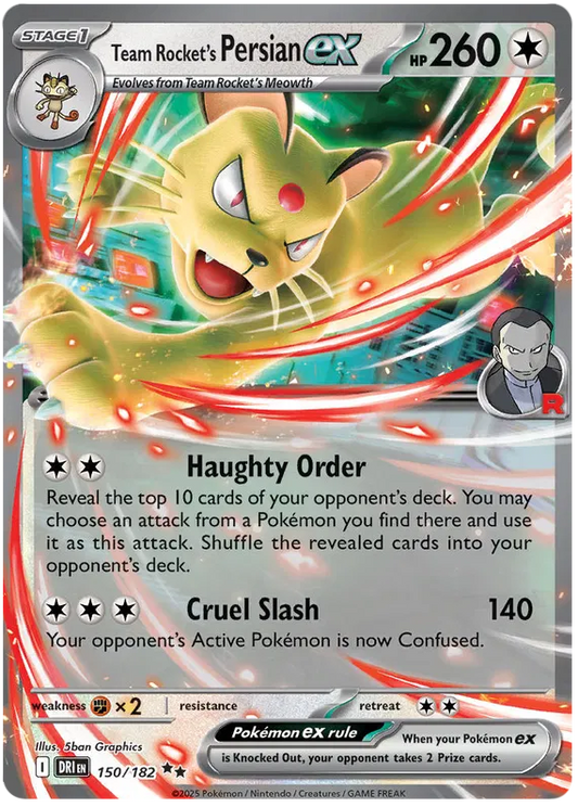 Team Rocket’s Persian ex 150/182 Destined Rivals DRI Pokemon Card NM