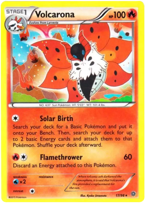 Volcarona 17/98 Rare - Pokemon TCG XY: Ancient Origins - Reverse Holo (NM)