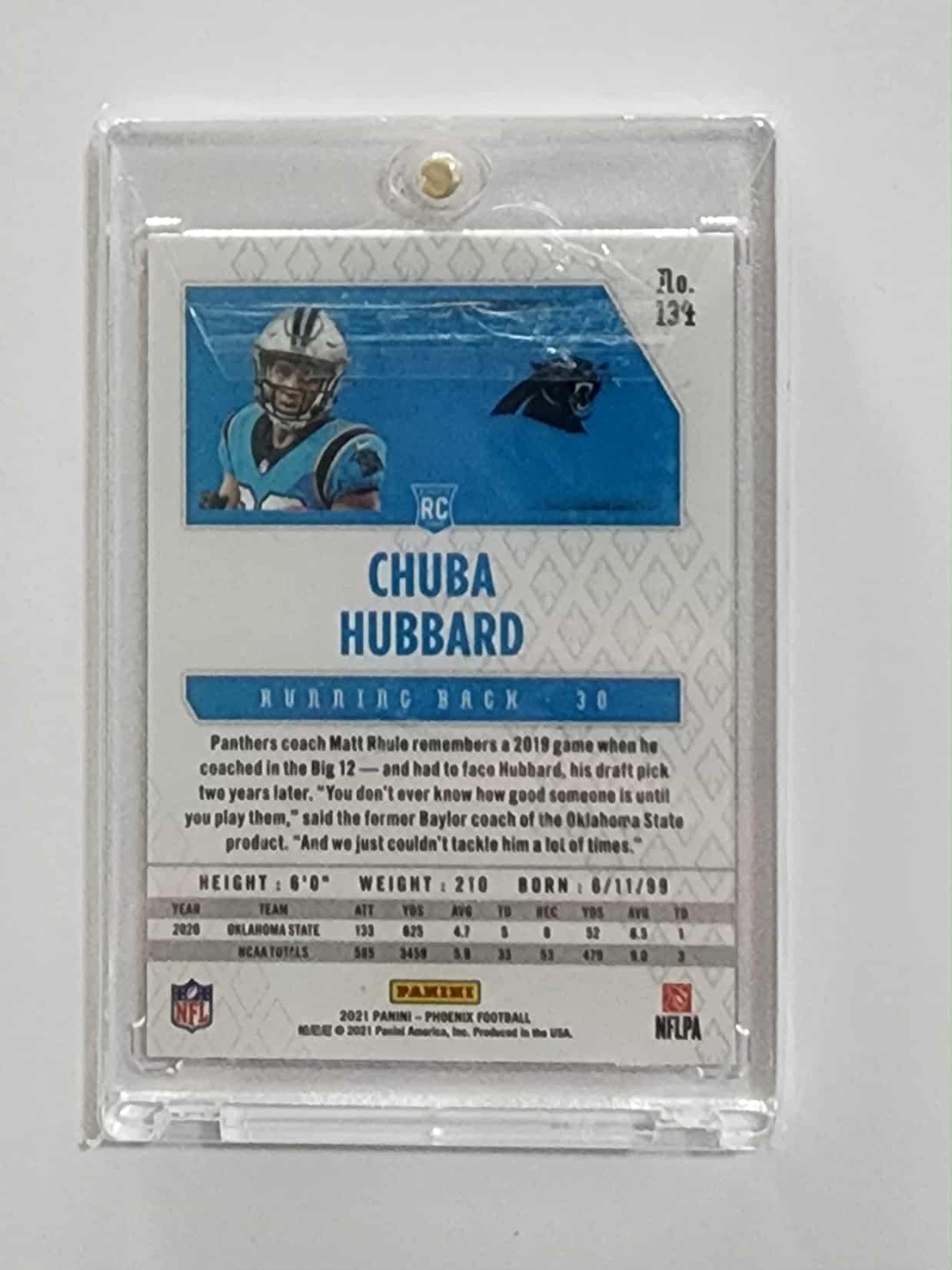 CHUBA HUBBARD 2021 PANINI PHOENIX FIRE BURST #134 RC ROOKIE PANTHERS MIN