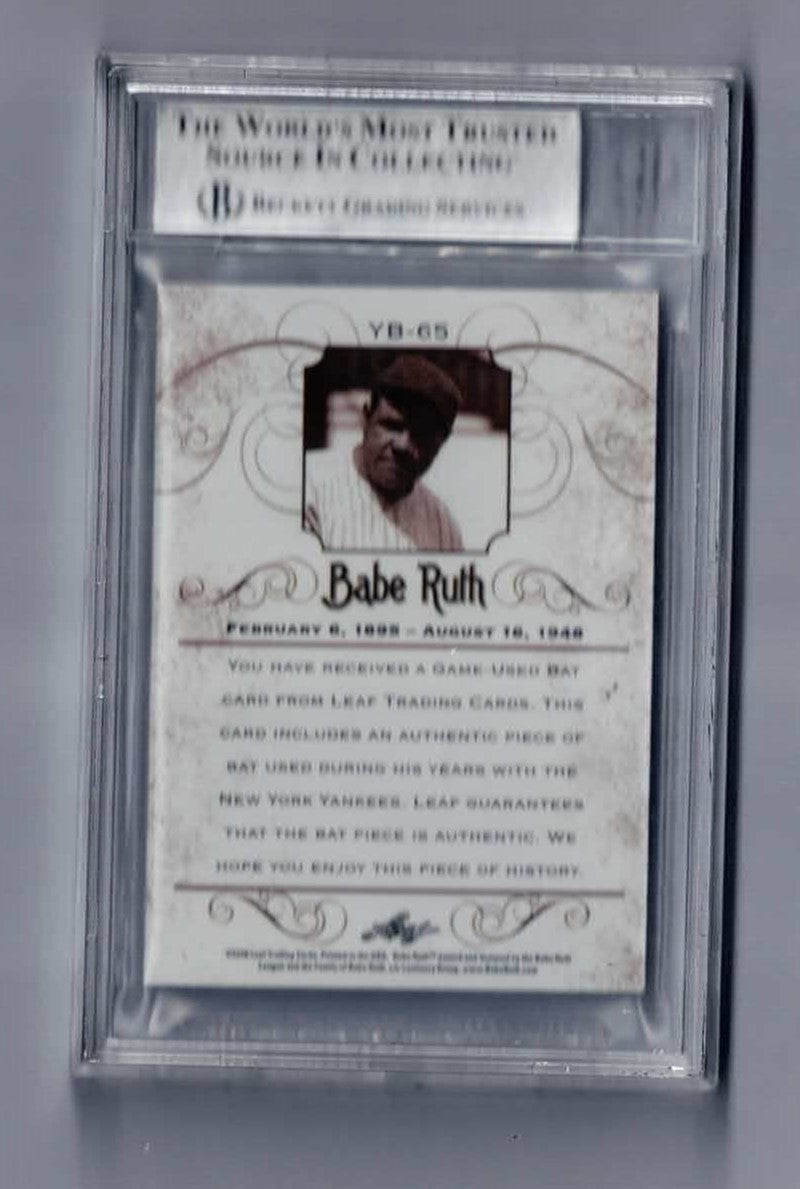 2016 Leaf Babe Ruth NYY game used bat 1/1 YB-65 card BGS 9