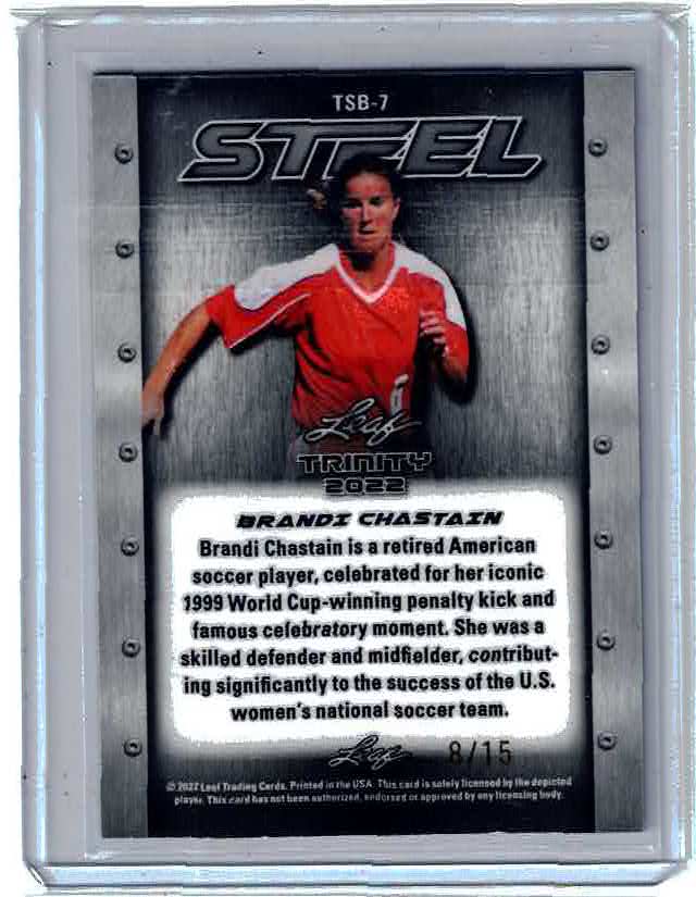 2022 Leaf Trinity Steel Blue Prismatic 8/15 Brandi Chastain #TSB-7