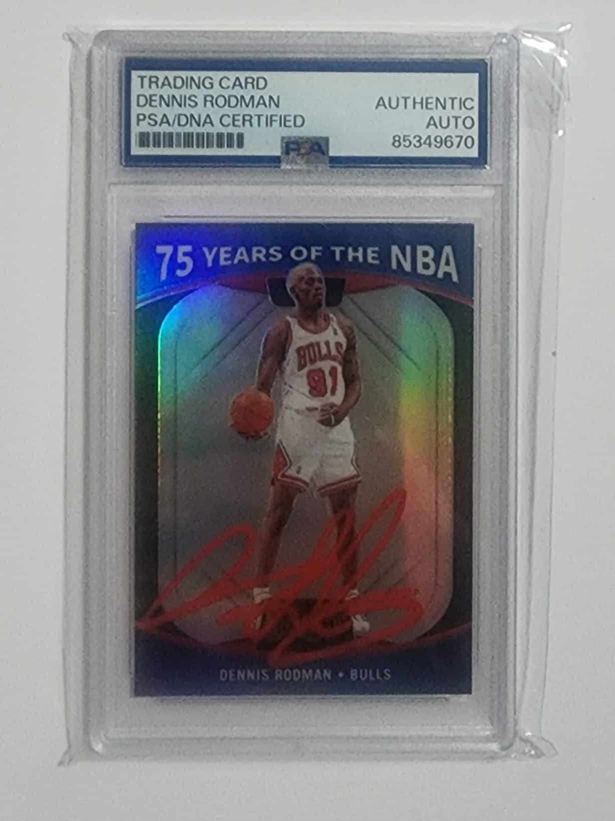 panini 2022 Denis Rodman 75 years of the nba on card auto psa authentic