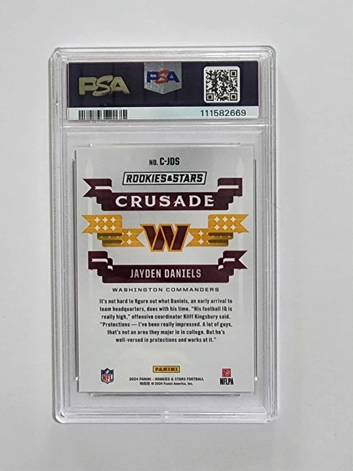 2024 ROOKIES & STARS #CJDS JAYDEN DANIELS (RC) CRUSADE LONGEVITY PSA 9