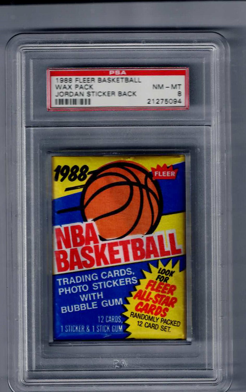 1988 Fleer Basketball Wax Pack PSA 8 Michael Jordan Sticker Back, Factory Sealed
