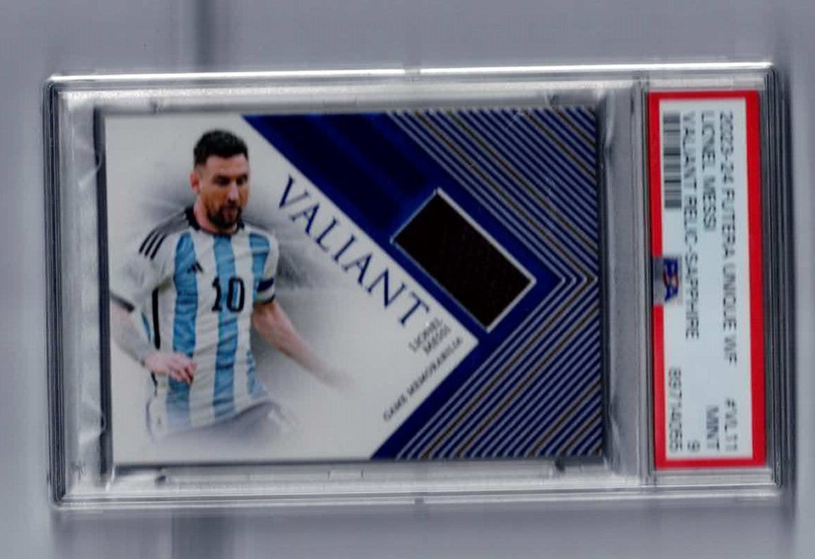 23-24 Futera unique wf vl11 Lionel Messi valiant relic psa 9 /9 pop 1