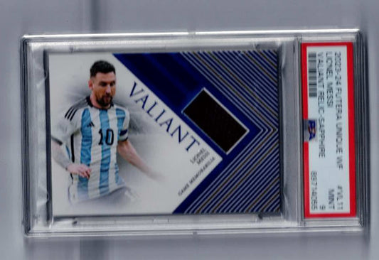 23-24 Futera unique wf vl11 Lionel Messi valiant relic psa 9 /9 pop 1