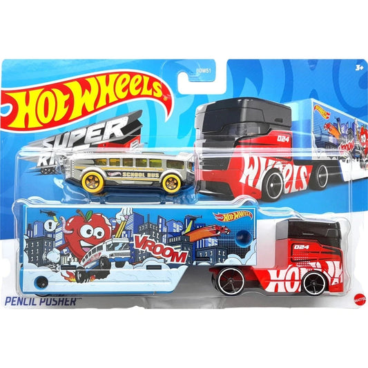 Hot Wheels Super Rigs Pencil Pusher Diecast Vehicle Set NEW