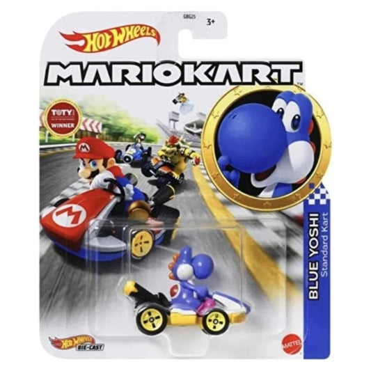 Hot Wheels Mario Kart Blue Yoshi Standard Kart Diecast Vehicle NEW