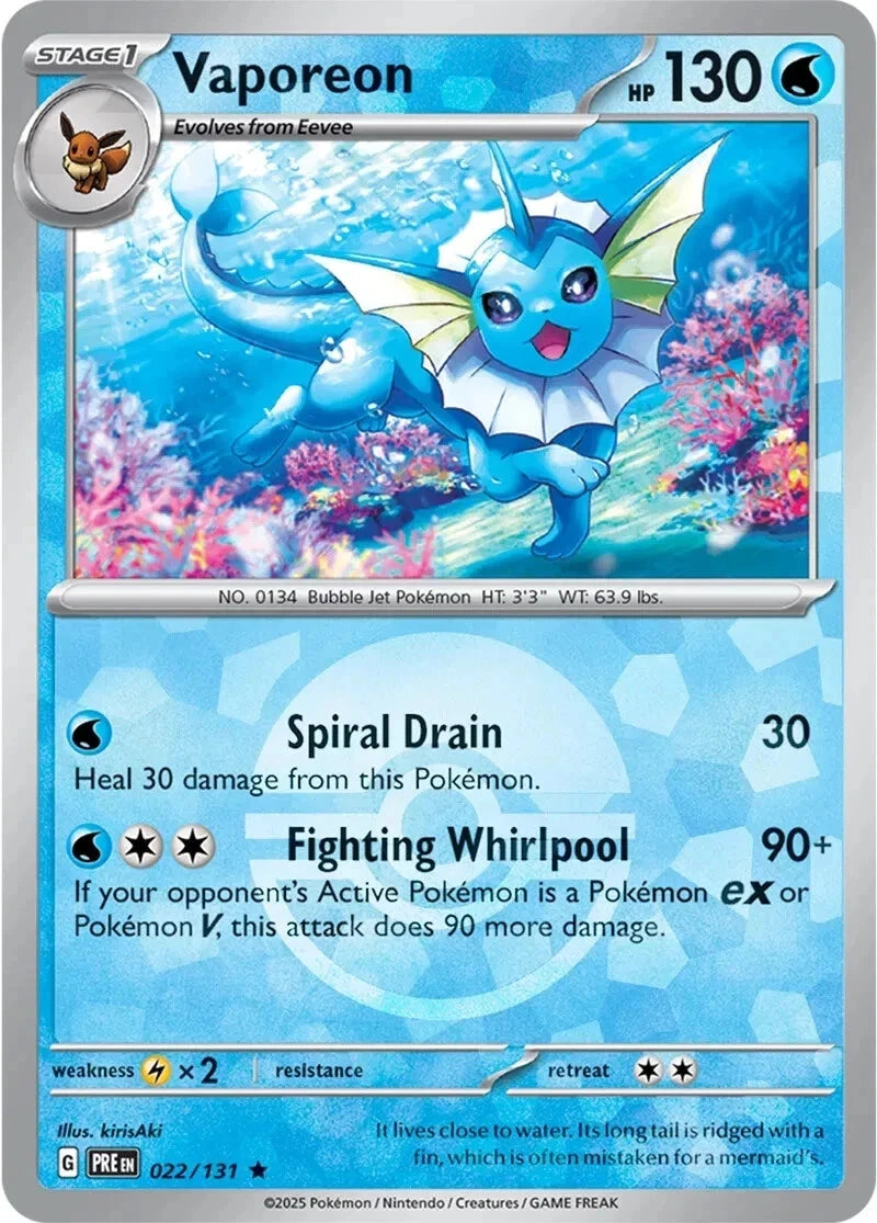 Pokemon Prismatic Evolutions Pokeball | Vaporeon - 022/131 NM