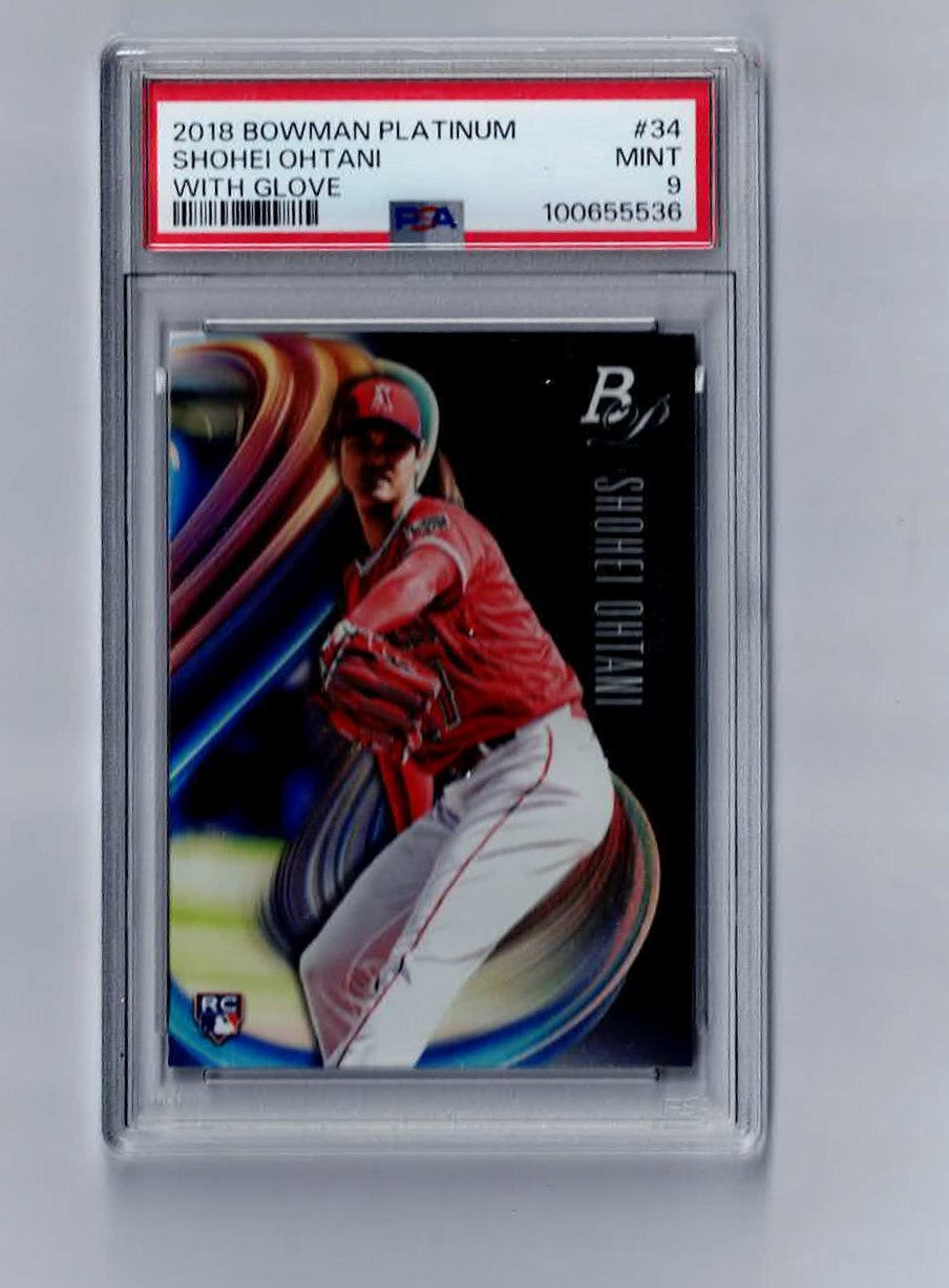 2018 BOWMAN PLATINUM WITH GLOVE #34 SHOHEI OHTANI ROOKIE RC PSA 9 Mint